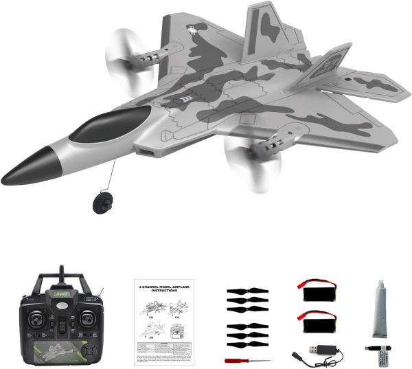 RC Plane 4 Channel Remote Control Airplane - F-22 RC Airplane for Beginners Adult with Xpilot Stabilization System & Aerobatic, Two Batteries, RC Airplane Best Gift for Kids - Image 2