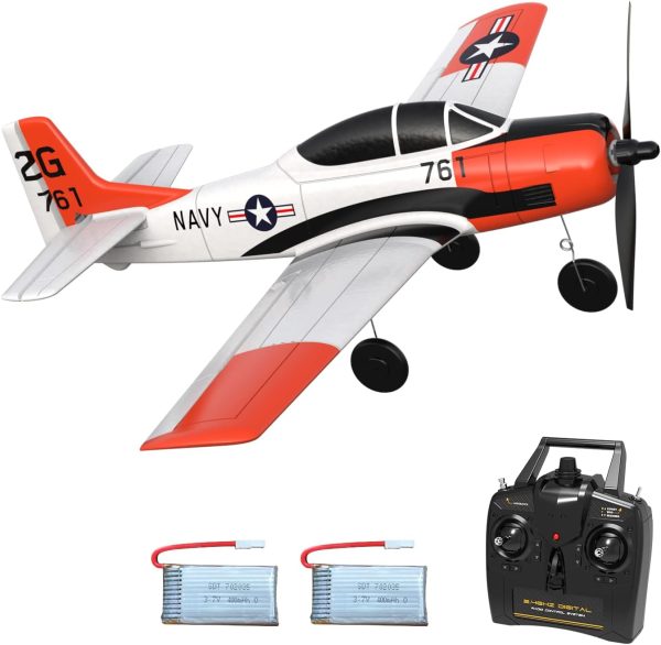 VOLANTEXRC RC Plane for Beginners, 4CH WWII RC Airplane T28 Trojan with Aileron, 2.4Ghz Remote Control Plane with Xpilot Self Righting&One Key Aerobatic for Adults (761-9 RTF) - Image 2