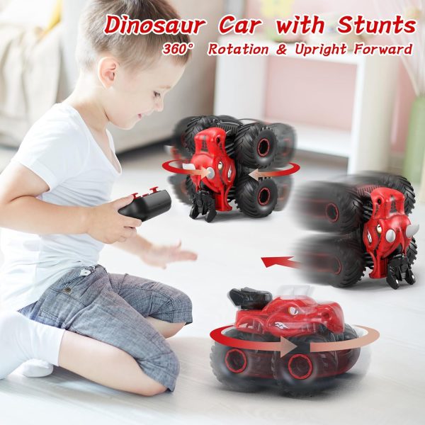 Remote Control Dinosaur Car, 2.4GHz RC Monster Trucks for Boys with Spray, Light & Sound, All Terrain RC Cars with 2 Batteries, Dinosaur Toys for Kids 3 4 5 6 7 8, Christmas Birthday Gift - Image 4