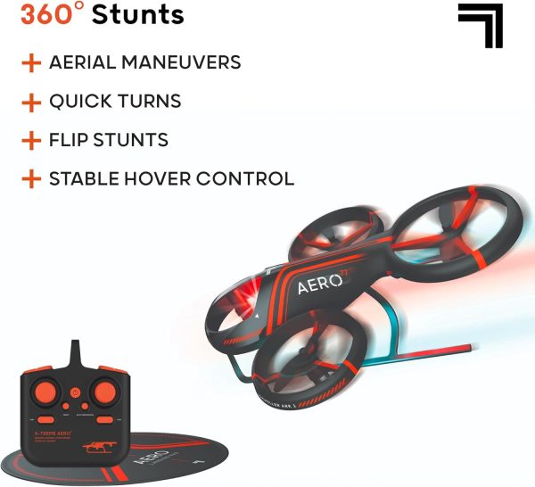 Sharper Image® X-Treme Aero Mini Drone, 4.6" RC Stunt Helicopter, 2.4 GHz Long Range Remote Control, Quiet Indoor & Outdoor Toy, Lightweight Durable, Kids & Adult Beginner Pocket Drone, Small Gift - Image 5