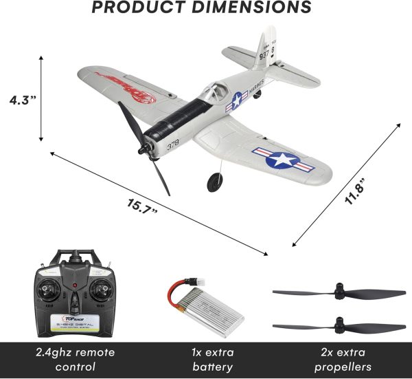 Top Race Remote Control Airplane - Ready to Fly 4 Channel RC Plane for Adults - Advanced Foam Construction - Remote Controlled War Cessna P51 Mustang Upgraded with Propeller Saver - 4.3"x15.7"x11.8" - Image 4