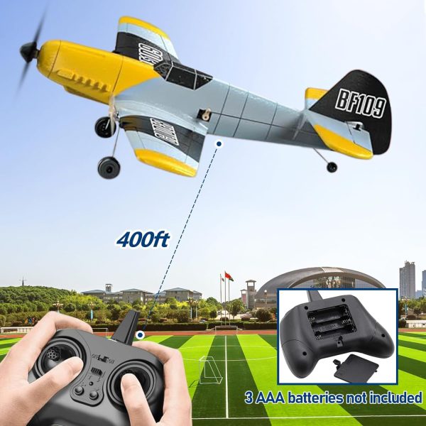 RC Plane, 3 Channel Remote Control Airplane, 6-axis Gyro Stabilizer BF-109 RTF RC Airplane with 2 Batteries, Easy to Fly for Beginners Adults and Kids - Image 8