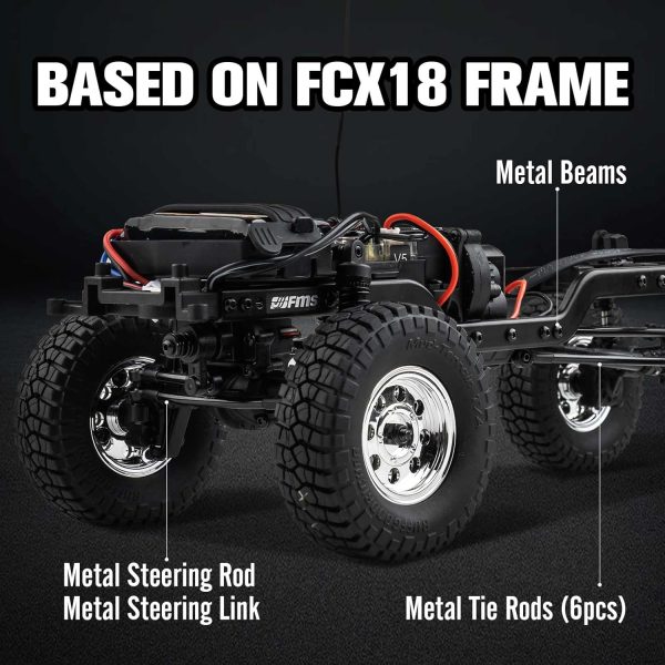 FCX18 FMS 1/18 Chevrolet K10 RC Truck, Officially Licensed 4WD 2.4GHz RC Crawler 2 Speeds Switch with 900mah Battery and LED Lights, Off-Road RC Model for Adults (Red) - Image 8