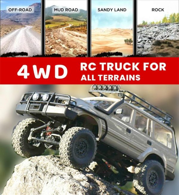 RC Rock Crawler 4x4 RC Truck WPL C54-1 RC Crawler Off Road 1/16 Scale RTR All Terrain Proportional Throttle Steering 2.4Ghz 260 Motor Upgraded Chassis and Counter Rotating Gearbox Adult - Image 4