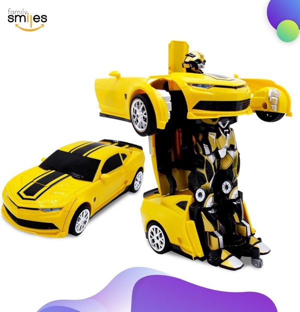 Kids Transforming Robot RC Car Toys for Boys 8-13 Remote Control Gift Yellow - Image 5