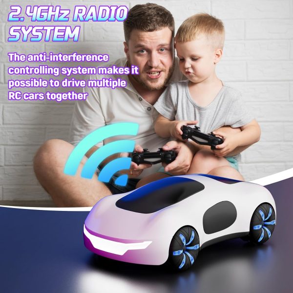 RC Drift Car,2.4Ghz Remote Control Car Kids Toys with LED Lights & Sound & Double Spray Effects 360° Rotating Hobby RC Stunt Car for Boys Girls Racing Christmas Birthday Gifts (White) - Image 9