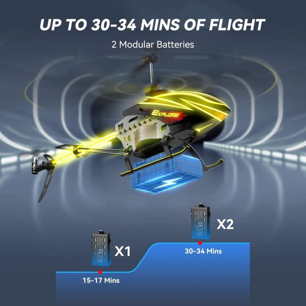 RC Helicopter Remote Control Helicopter for Kids Indoor Play 7+1 LED Light Modes, 30Mins Flight, Upgraded Gyro Stabilizer, Auto Hover, 3.5 Channel, One Key Start/Land, Auto Rotation, Circle Fly, Blue - Image 5