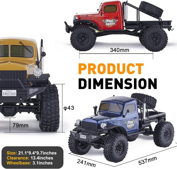 RocHobby Atlas 1/10 RC Crawler, 2.4Ghz RC Rock Truck Off Road, RC Car Indoor&Outdoor 2 in 1, RC Rock Crawler 4x4 Hobby Grade for Adults Need to Complete with Battery (Orange) - Image 3