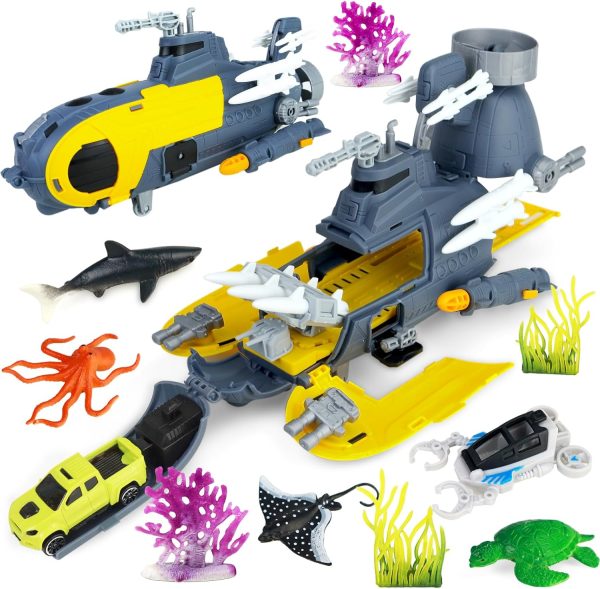 CORPER TOYS Ocean Submarine Toys Playset for Kids with Sea Animals and Vehicles Set Toy Gift for Birthday Christmas - Image 2