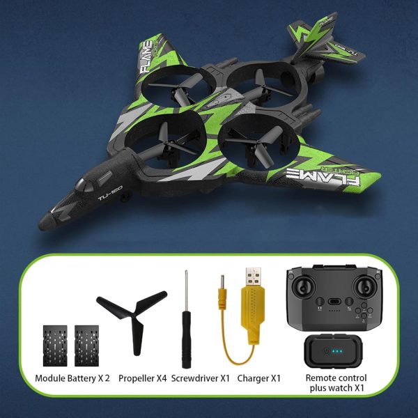 GoolRC RC Plane, Remote Control Airplane, Foam RC Aircraft, 2.4GHz RC Jet Fighter with 3D Flip, Gravity Sensing, Spray, LED Light, 2 Battery, Easy to Fly RC Glider for Kids & Adults (Green) - Image 10