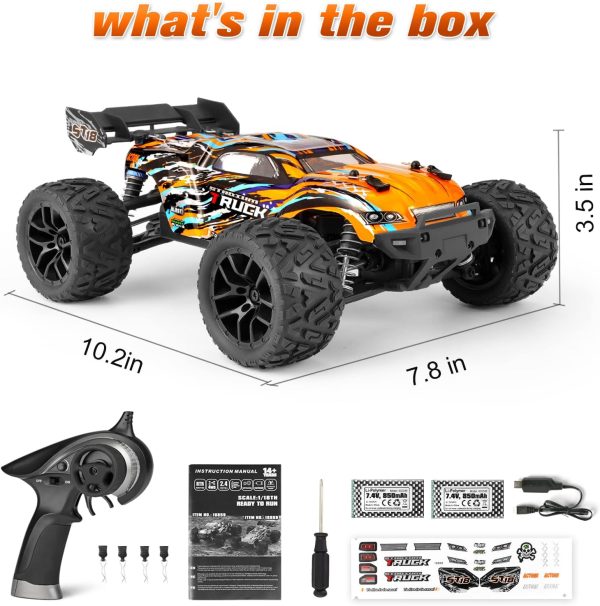 HAIBOXING RC Cars, 1:18 Remote Control Car For Adults, 4wd High-Speed Hobby RC Truck 36km/h Fast RC Drift Car Waterproof Off-Road Electric RC Buggy With 2 Batteries, RC Vehicle toy Gift For Boys, Kids - Image 7