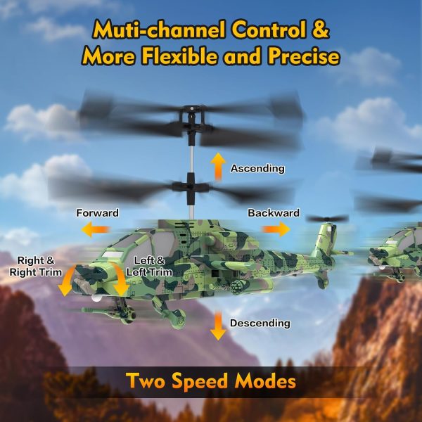 RC Helicopter, Remote Control Helicopter (AH-64) for Kids, 2.4GHz RC Plane, 40+ Min Flight Time, LED Lights & Altitude Hold, Kids Toy for Ages 8-12, RC Airplane for Children - Image 5