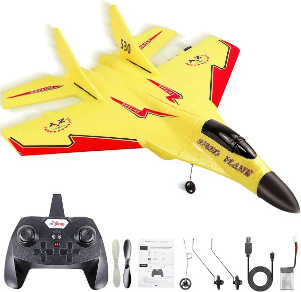 HAPTIME 2 CH Rc Plane, Remote Control Airplane for Kids Adult Beginner - 2.4 Ghz Rc Airplane Jet Plane with Night Light, Easy to Fly - Plane Toy for Boys Age 8-12 - Image 2