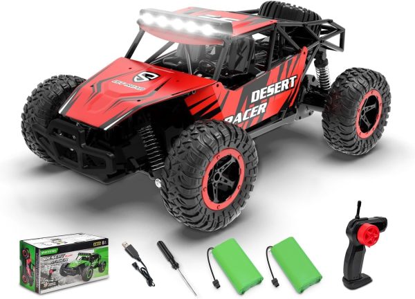 RACENT Remote Control Cars for Boys - 1:16 Scale 20kph Fast RC Truck All Terrain Off-Road Monster Truck Toy for Kids & Adults with 2 Rechargeable Batteries (Red) - Image 2