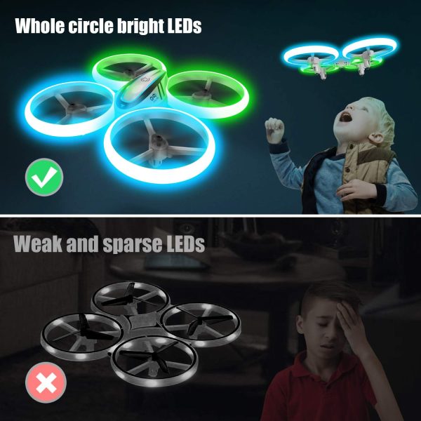 Q9s Drones for Kids,RC Drone with Altitude Hold and Headless Mode,Quadcopter with Blue&Green Light,Propeller Full Protect,2 Batteries and Remote Control,Easy to fly Kids Gifts Toys for Boys and Girls - Image 7