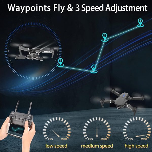 Drone With 1080P Camera for Adults Beginners Kids, Foldable RC Quadcopter, Toys Drone, 1080P FPV Video, 2 Batteries, Carrying Case, One Key Start, Headless Mode, Waypoints fly, 360° Flips - Image 5