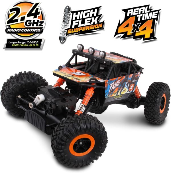 NKOK Mean Machine 1/16 R/C Rock Crawler Series [2.4GHz] Rock Crawler Fang, Innovative Suspension System, Powerful Motor, Grippy Tires, 150-foot Range, Pistol Grip Controller, Real time 4x4 - Image 4