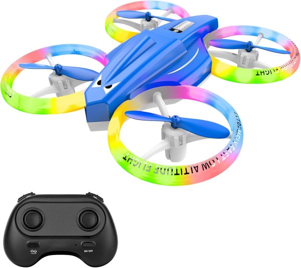 Drone, Mini Drone for Kid and Beginner, Drone with Led Light, Small Indoor Rc Drone with 360 Flip, 2 Batteries, One Key Take Off Landing, Kids Flying Toy Gift for Boy and Girl（Dark Blue) - Image 2