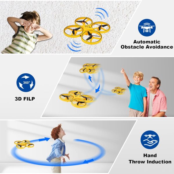 2024 Upgraded Hand Controlled Drone for Kids Small Rc Quadcopter Drone Aircraft With Smart Watch Controlled, Cool LED Remote Control Drone 360° Flips, 3 Modes, 2 Larger Capacity Batteries - Image 3