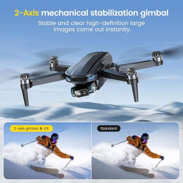 DEERC D65 2 Axis Mechanical Gimbal EIS GPS Drones with Camera for Adults 4K, 249g Foldable FPV Quadcopter Lightweight Drone with 30FPS Video, Brushless Motor, Follow Me, Auto Return, Wind Resistance - Image 4