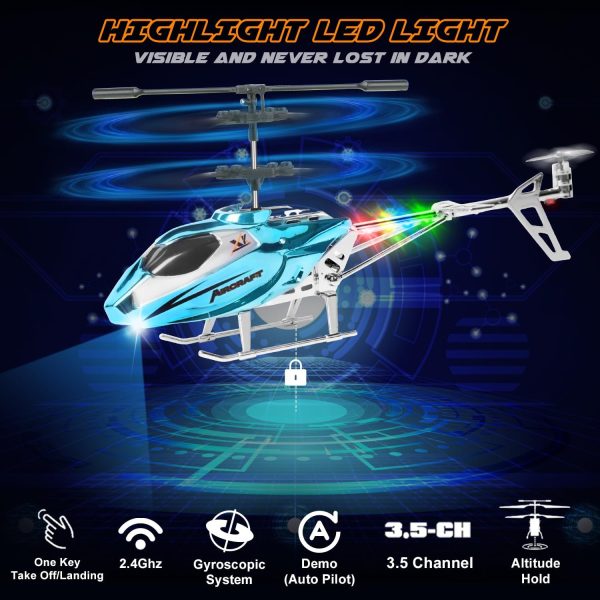 Remote Control Helicopter for Kids,Altitude Hold RC Helicopters with Gyro & LED Light,2.4GHz Radio Controlled Aircraft Indoor Toy with 3.5 Channel,High&Low Speed,Gift for Boys Adults Beginner - Image 4