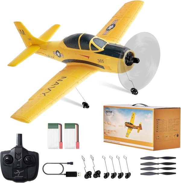 VEVOR RC Plane, 2.4GHZ 4 Channel RC Airplane with 6-Axis Gyro Stabilizer&2 Batteries, Ready to Fly T28 Trainer Aircraft Plane Toy, RC Glider for Adults Kids Beginners Boys Birthday/Xmas Child Gift - Image 2