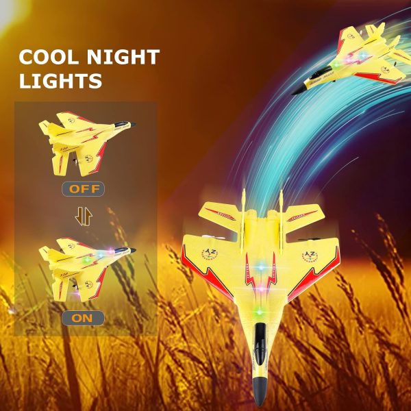 HAPTIME 2 CH Rc Plane, Remote Control Airplane for Kids Adult Beginner - 2.4 Ghz Rc Airplane Jet Plane with Night Light, Easy to Fly - Plane Toy for Boys Age 8-12 - Image 6