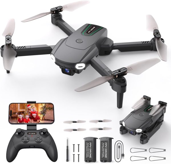 Mini Drone with Camera for Kids Beginners - Remote Control Helicopter Toys Gifts for Boys Girls, 1080P HD FPV RC Drones Support 2 Batteries, One Key Start/land, Gesture Selfie for Entertainment, Black - Image 2