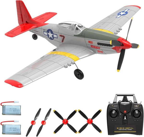 4 Channel Remote Control Airplane 2.4Ghz RC Plane with 3 Modes - Ready to Fly P51 Mustang RC Airplane RTF for Beginners Adults with Xpilot Stabilization System & One Key Aerobatic(Red) - Image 2