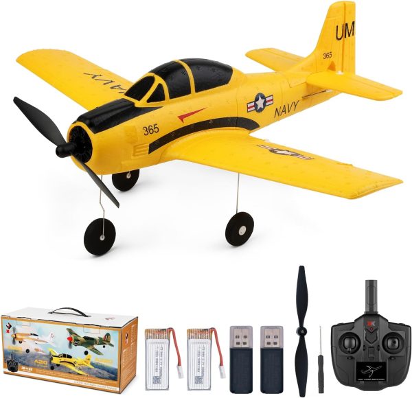 CKYSCHN WLtoys A210 4Ch RC Plane, T28 Trojan RC Airplanes with 6G/3D Mode, 2.4G Remote Control RC Airplanes Gifts for Adults Boys, Foam RC Planes with 2 Battery (T28 Trojan-1) - Image 2