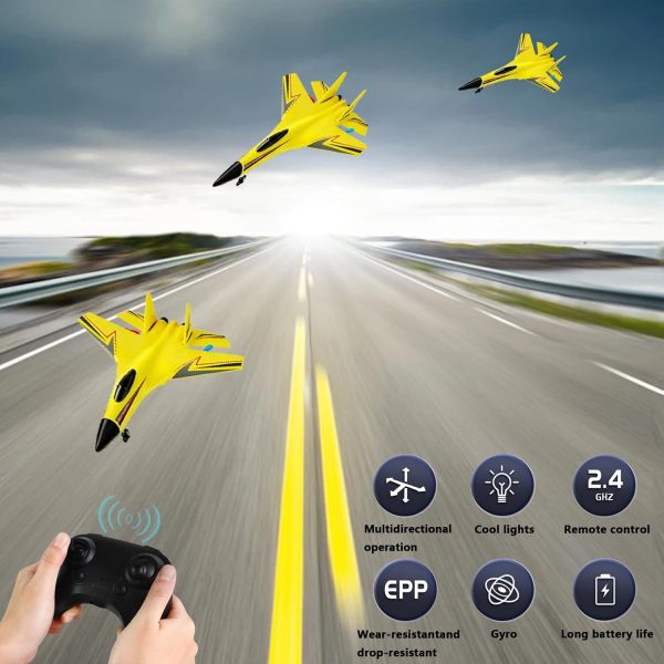 RC Airplane,Remote Control Airplanes for Kids 12 Years and up, 2 Channels Foam RC Plane Wireless Toy with 3 Batteries Easy to Fly for Adults Kids Beginners Boys (Yellow) - Image 5