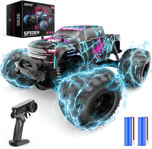 DEERC 1/16 Glowing Spider Remote Control Car - Fast RC Cars W/2 Rechargeable Batteries for 30 Min Play, All Terrain Off-Road Monster Truck Toys for Boys Kids Age 4-7 8-12 Birthday Xmas Gift - Image 2