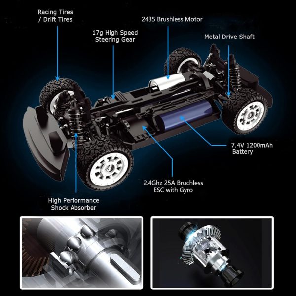 Cheerwing Brushless 1/16 High Speed Remote Control Car, 4WD 25MPH Fast RC Truck RC Drift Car for Kids and Adults - Image 6