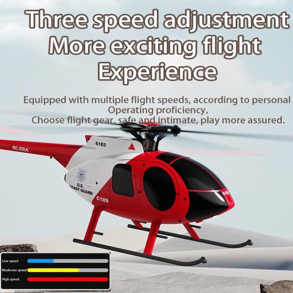 MD500 C189 Remote Control Helicopter Aircraft Add Optical Flow Positioning 1/28 Scale 4CH RC Heli Maintain Altitude Hover RTF US Rescue Helicopter (RTF 2Packs Battery) - Image 3