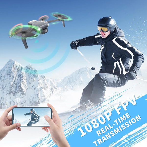 GPS Drone with Camera for Adult and Begineer, 90° Adjustable Camera RC Quadcopter with Auto Return, One-Key Take Off and Landing, Headless Mode, Mini Drone with 2 Rechargeable Battery - Image 5