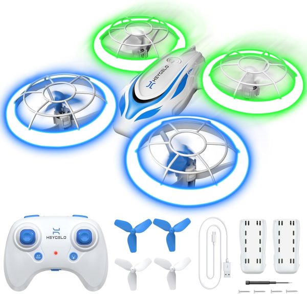 S60 Drones for Kids, Mini Drone with LED Lights for Beginners, RC Quadcopter with Altitude Hold and Headless Mode, Full Propeller Protect, 3D Flips, 2 Batteries, Toys Gifts for Boys Girls - Image 2