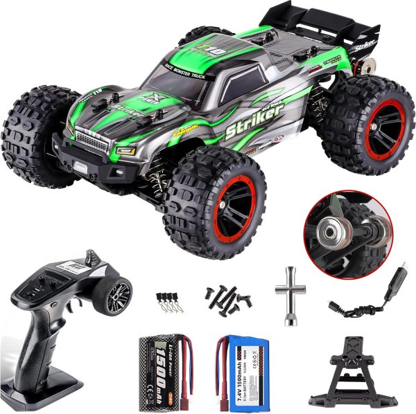 1:14 Scale RC Cars 75 KMH Brushless Remote Control Car 4X4 Fast RC Truck for Adult Boys 2.4 GHz All Terrains RC Buggy Off-Road Hobby RC Trucks RC Monster Trucks with 2 Batteries (Green) - Image 2