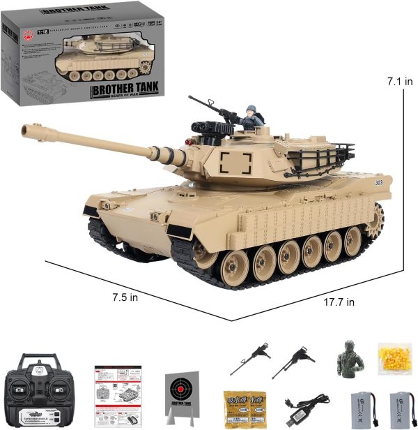 Remote Control Tank 1:18 M1A2 RC Tank 2.4G 15CH Main Battle Tank with Smoking and Vibration Controller Shoot BBS Airsoft Bullets Military Vehicle Toy for Kids and Adults - Image 7