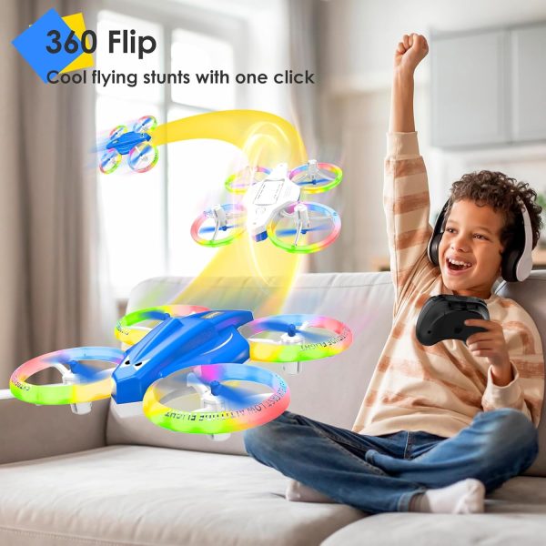 Drone, Mini Drone for Kid and Beginner, Drone with Led Light, Small Indoor Rc Drone with 360 Flip, 2 Batteries, One Key Take Off Landing, Kids Flying Toy Gift for Boy and Girl（Dark Blue) - Image 4