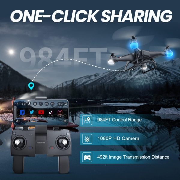 Holy Stone GPS Drone with 1080P HD Camera FPV Live Video for Adults and Kids, Quadcopter HS110G Upgraded Version, 2 Batteries, Altitude Hold, Follow Me and Auto Return, Easy to Use for Beginner - Image 4