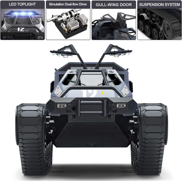 Remote Control Crawler, 1:12 Scale Off-Road Tank, 2.4Ghz Radio RC Car, 4WD High Speed All Terrain RC Truck for Kids & Adult(Black) - Image 3