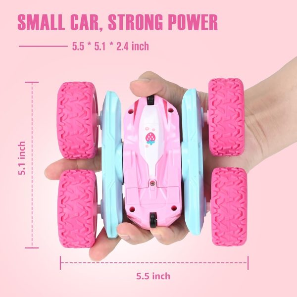 Remote Control Car, Pink RC Cars for Girls, Rechargeable RC Truck, 2.4Ghz Double Sided 360° Rotating Stunt Car Toy with Headlights, Birthday Gift for Kids Age 3+ - Image 8