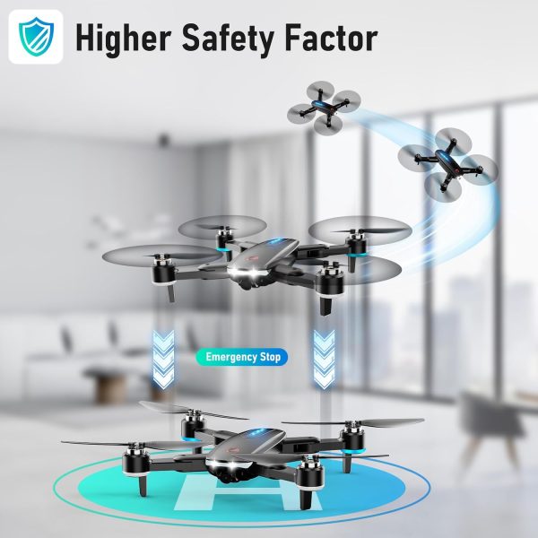 Drone with Camera, Mini Drone for Kids with 1080P HD FPV Camera, Brushless Motor, One Key Take Off/Land, Optical Flow Positioning, 360°Flip, Waypoint Fly, Gestures Selfie, 3 Speeds, 2 Batteries, Toys for Beginners - Image 8