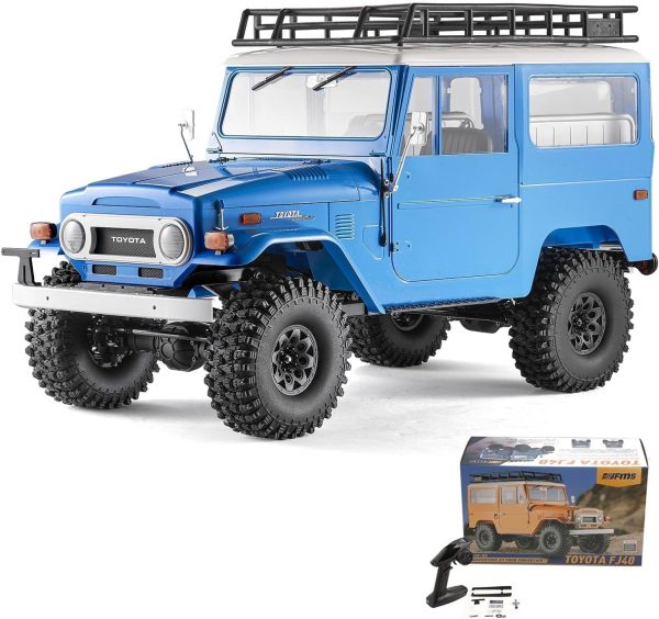 FMS 1/10 RC Crawler FJ40 Toyota Land Cruiser, 2.4G Model Car Hobby 4x4 Offroad RC Rock Crawler with Transmitter, Remote Control Lighting, 550 Motor for Adults Without Battery (Blue) - Image 2