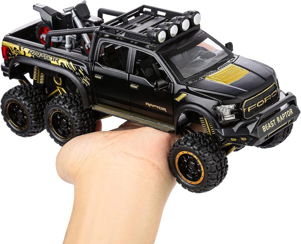 SASBSC Toy Pickup Trucks for Boys F150 Raptor DieCast Metal Model Car with Sound and Light for Kids Age 3 Year and up Black - Image 8