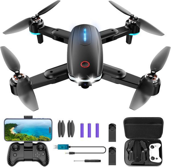 Drone with Camera, Mini Drone for Kids with 1080P HD FPV Camera, Brushless Motor, One Key Take Off/Land, Optical Flow Positioning, 360°Flip, Waypoint Fly, Gestures Selfie, 3 Speeds, 2 Batteries, Toys for Beginners - Image 2