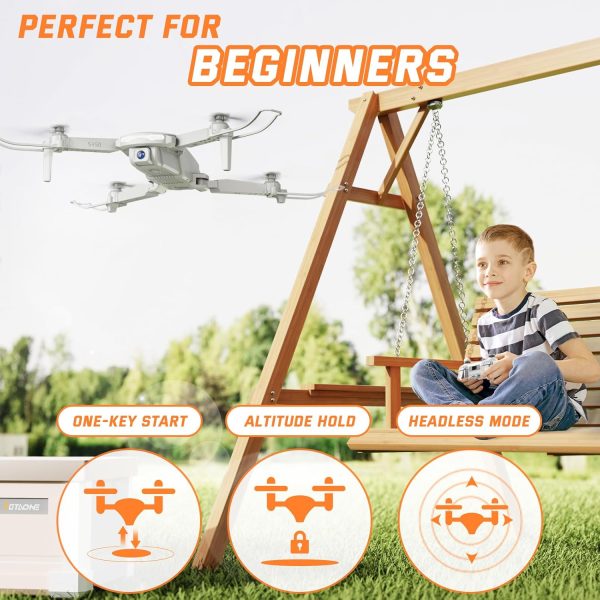 Drones for Kids - FPV Drone with 1080P HD Camera for Adults Beginner, RC Helicopter Quadcopter Toys Gifts for Boys Girls with One Key Start/Land, Altitude Hold, Circle Fly, Gesture Selfie, 2 Batteries - Image 4