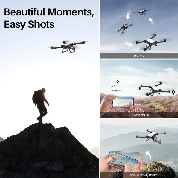 X900 Drone Optical Flow Positioning RC Quadcopter with 1080P HD Camera, Altitude Hold Headless Mode, Foldable FPV Drones WiFi Live Video 3D Flips 6axis RTF Easy Fly Steady for Learning Matte White - Image 6