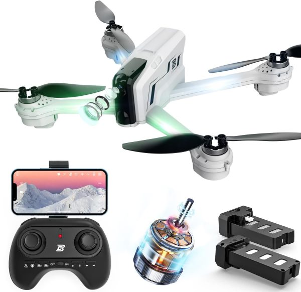 BEZGAR Drone with Camera for Adults 4K, RC Quadcopter with Brushless Motor, Optical Flow Positioning, Auto Hover, One Key Start/Land, 2 Rechargeable Batteries, FPV 5G Drones for Adults, BD102 - Image 2