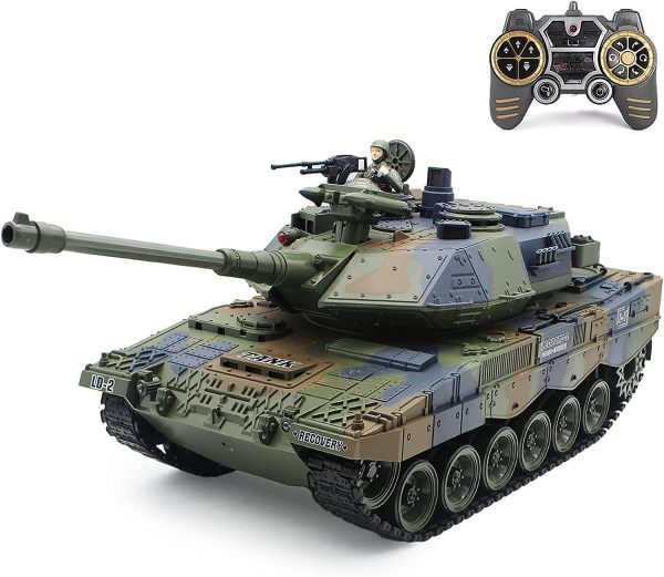 Fistone RC Tanks with Bullet Launch Function 1:18 Scale German Leopard Army 2.4G Remote Control Tank Toys for Kids Boys Girls - Image 2